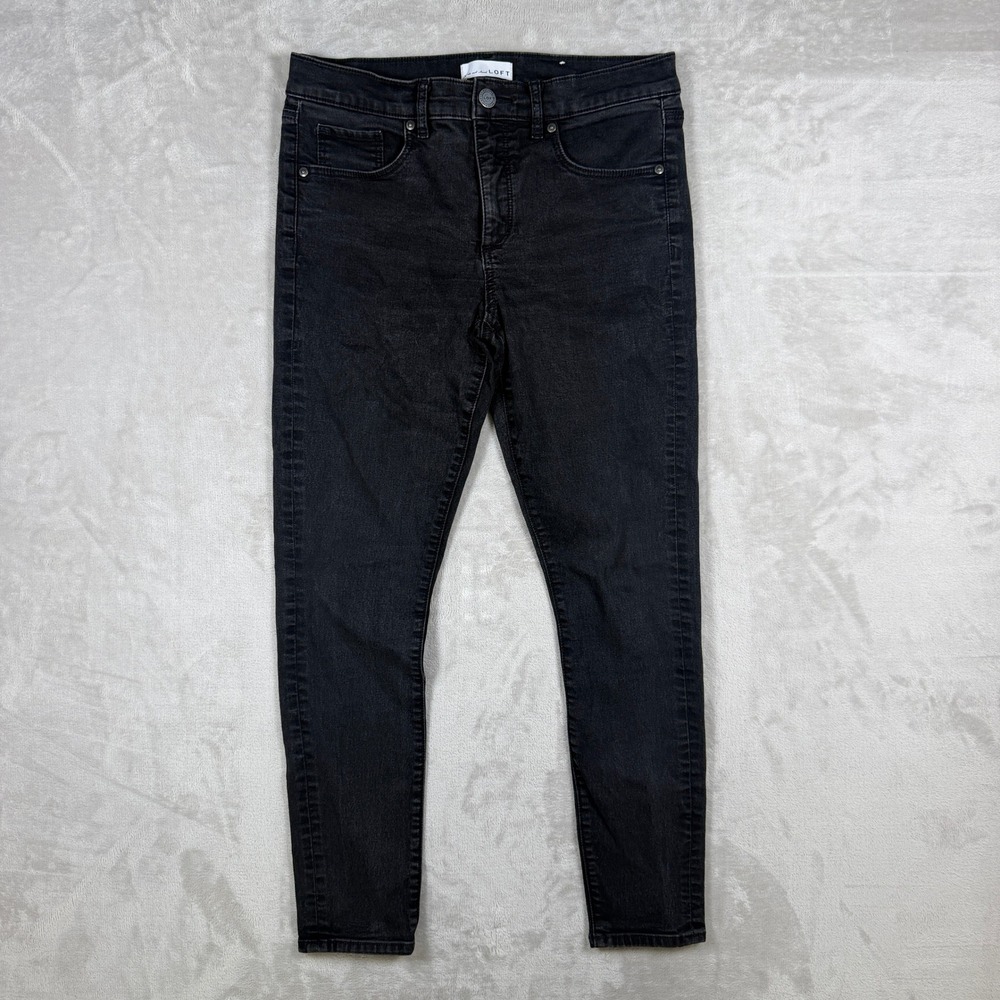 LOFT Modern Skinny Jeans Womens 29 / 8 Black Wash Stretch Mid Rise Ankle Denim